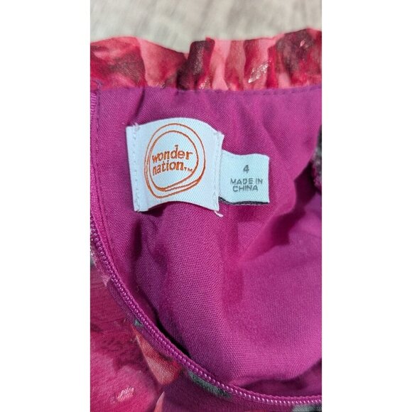 Wonder Nation Girls Metallic Chiffon Dress, size 4 pink short sleeve - Picture 7 of 8